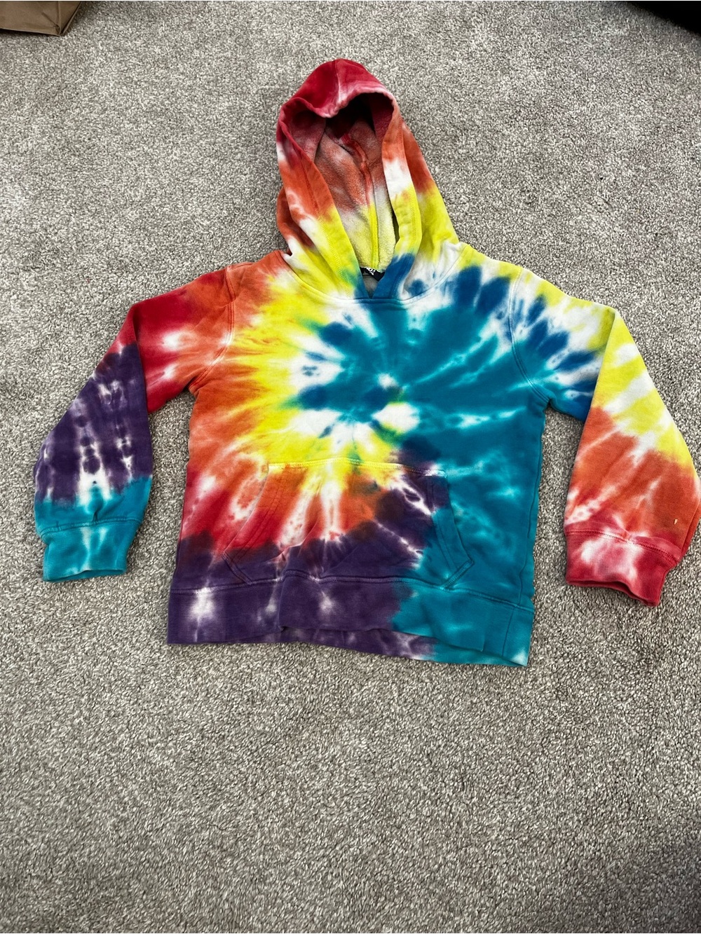 Lands' End Kids Rainbow Tie-Dye Hoodie - Blue, Yellow, Red, Purple, Teal